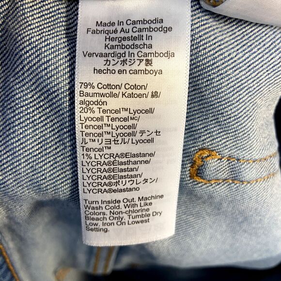 J Crew Jeans Women's 27 Blue Essential Straight Jean Button Fly Cut Off Fray Hem - Picture 7 of 8